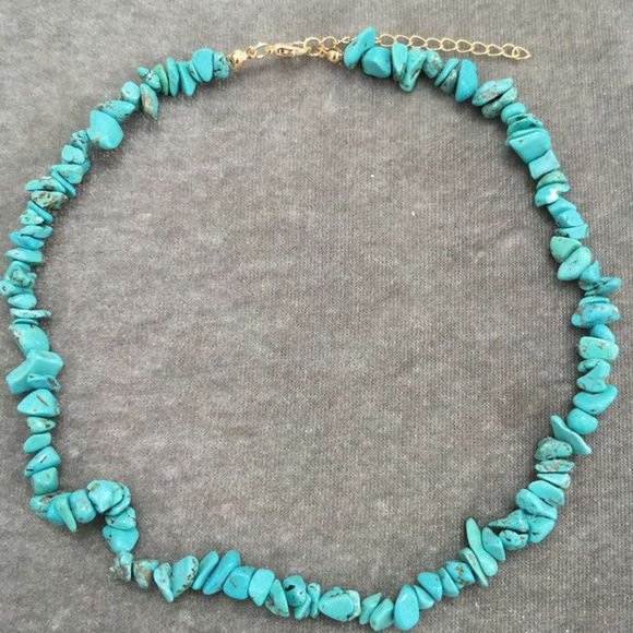 Zara Natural Teal Stone Irregular Bead Bohemia Natural Jewelry Necklace/Bracelet - Picture 9 of 15